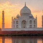 Taj Mahal at sunrise in Agra, India